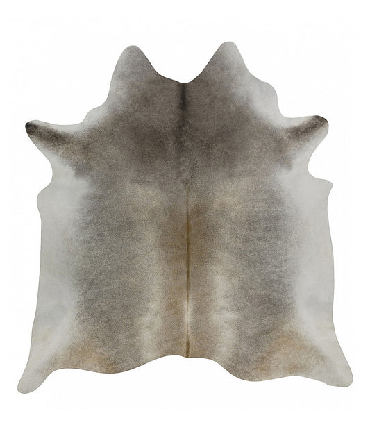 Dark Gray Beige Solid Cowhide Rug - XL
