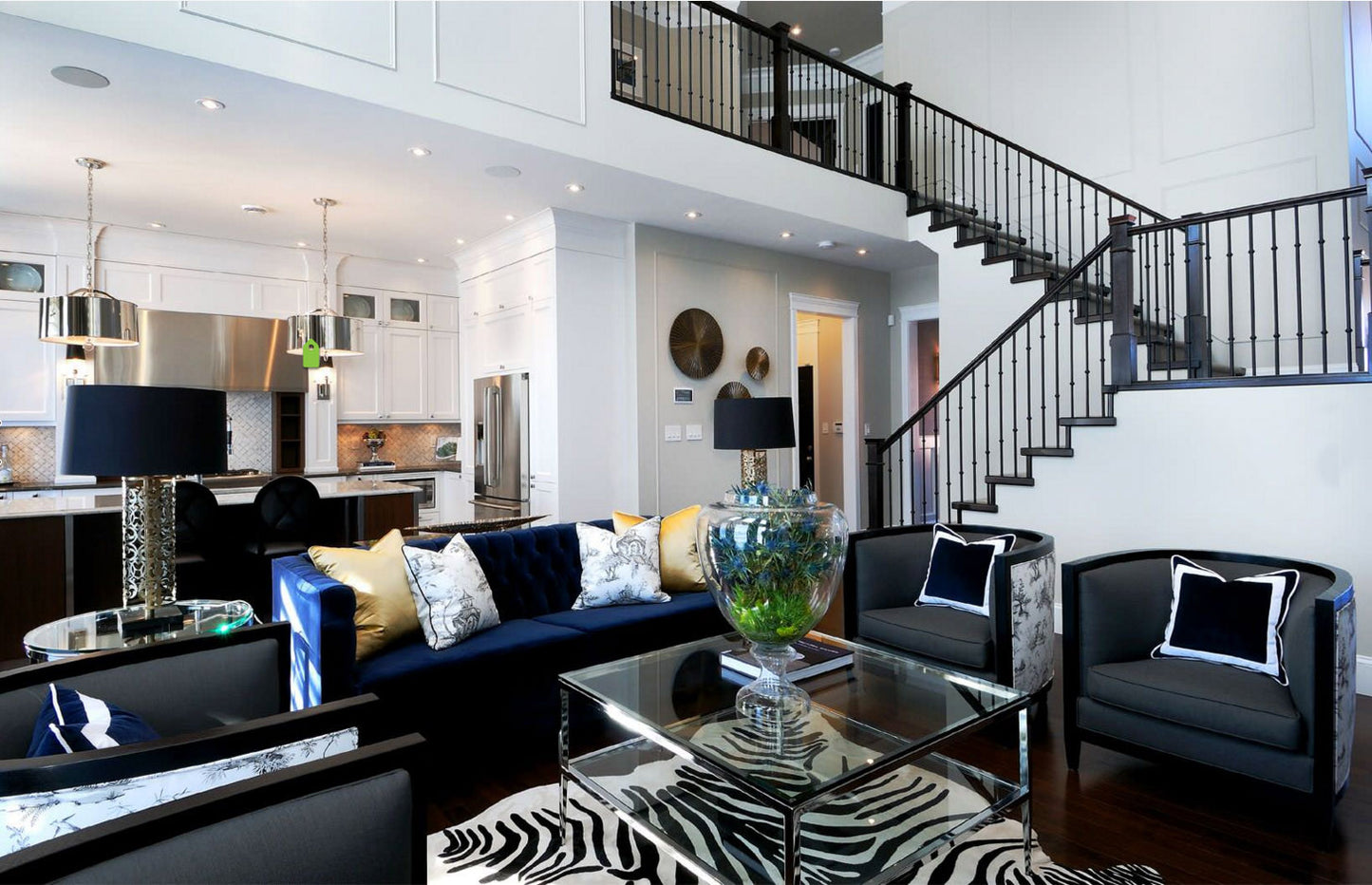 Zebra Print on Off-White Cowhide Rug living room