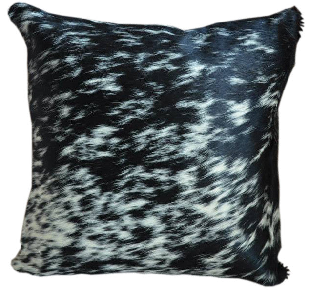Black Salt and Pepper Cowhide Pillow - Double Sided