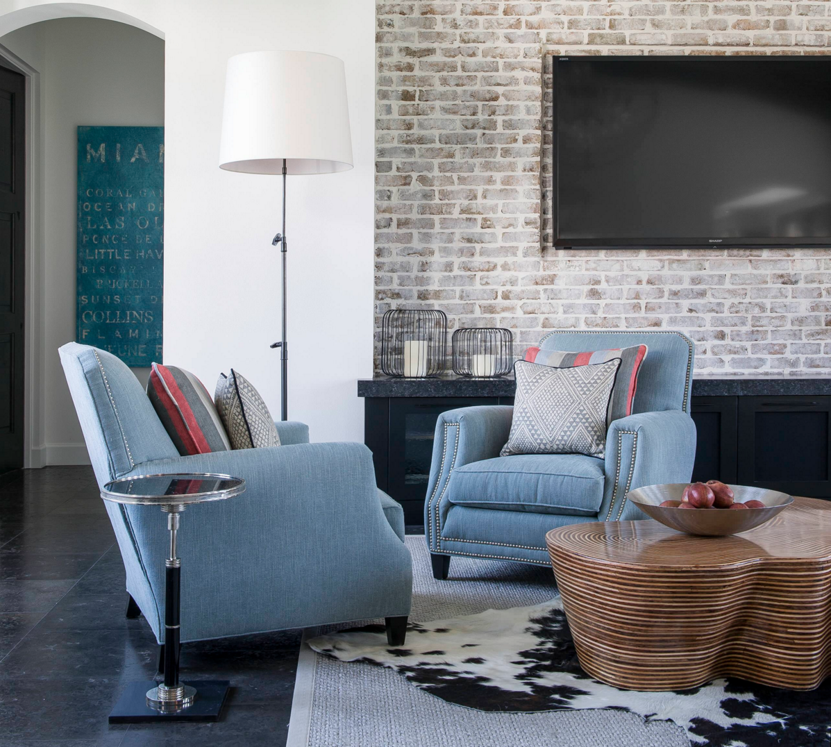 Black & White Reddish Cowhide Rug in living room