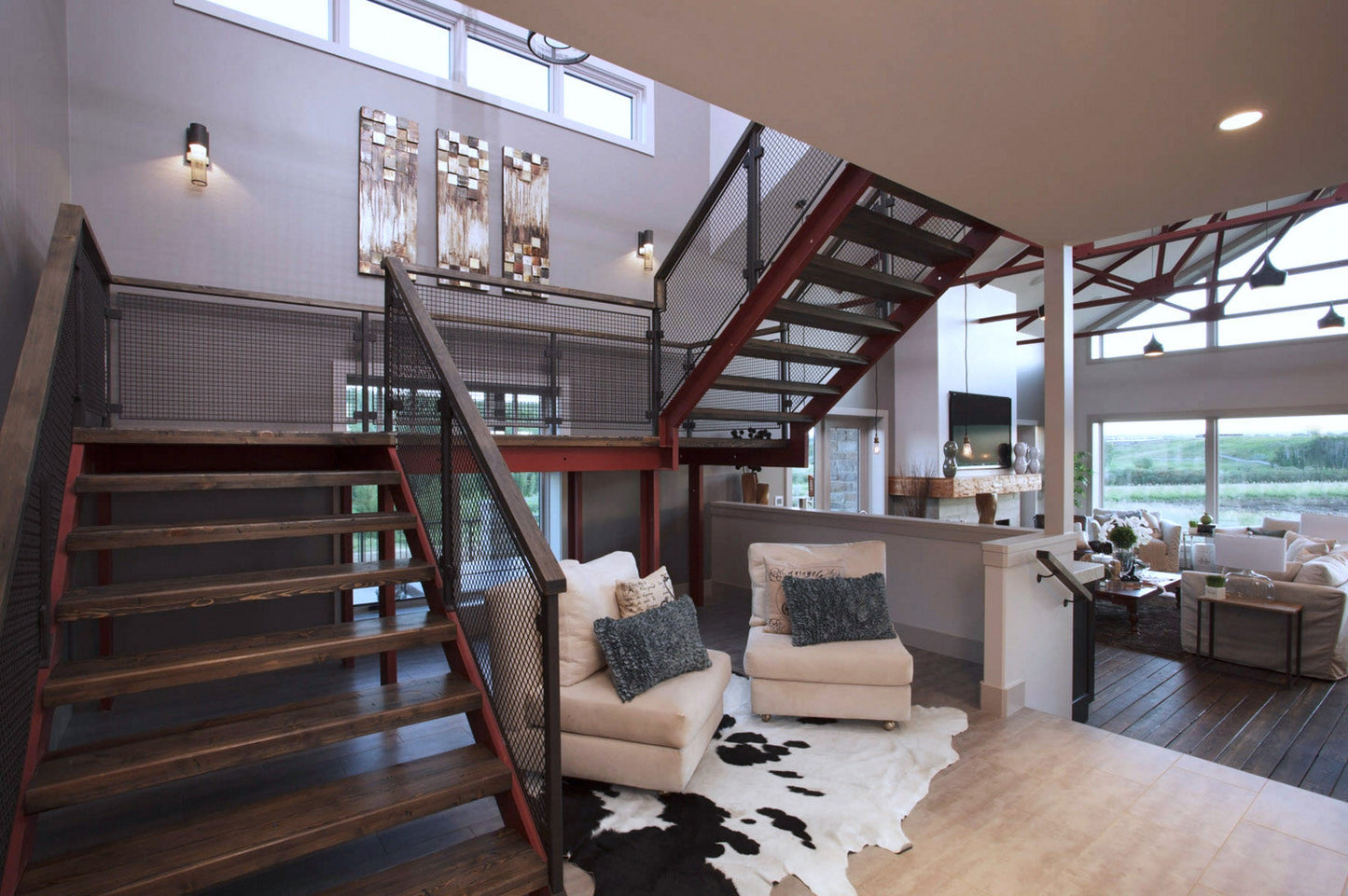 Black & White Cowhide Rug in living room