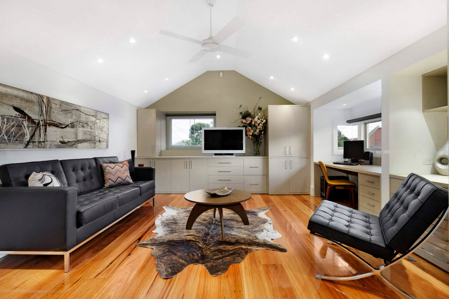 Dark Brown Brindle Cowhide Rug interior