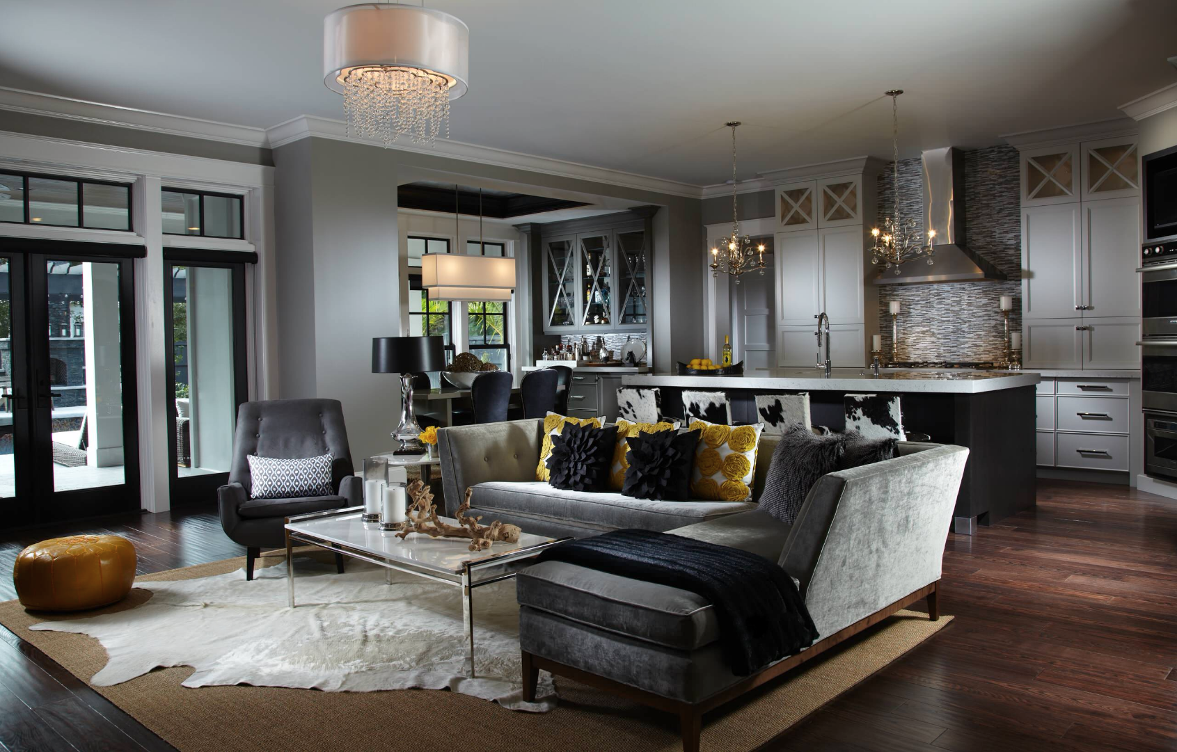 Natural White Cowhide Rug Glam Interior