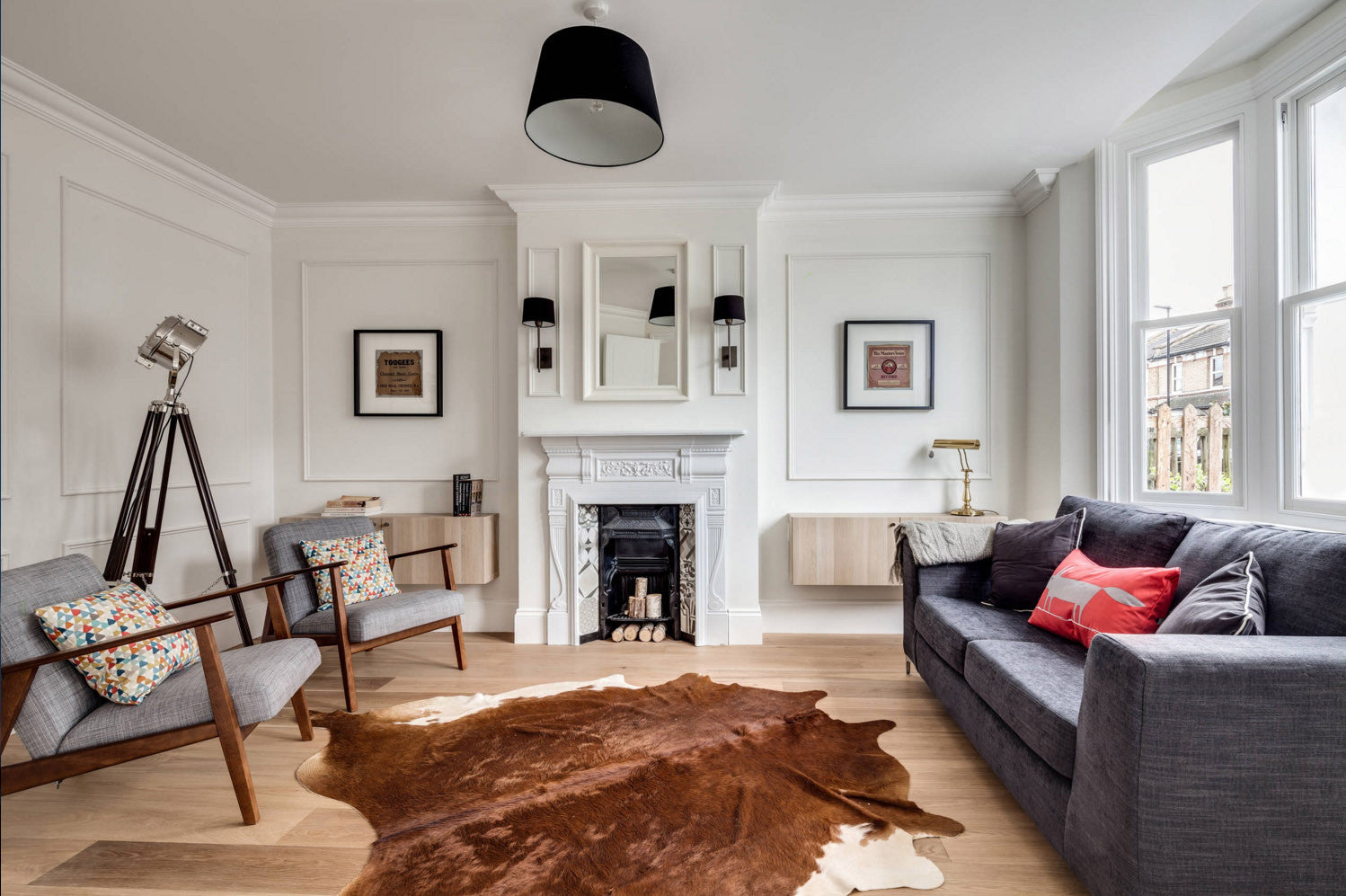 XLarge Hereford brown cowhide rug interior