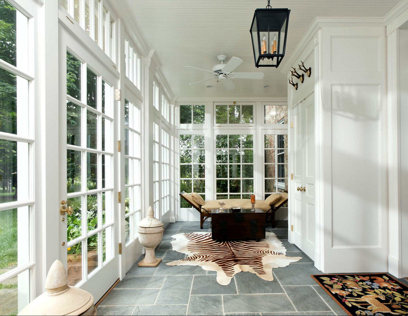 Brown Zebra Print on Light Beige Cowhide Rug