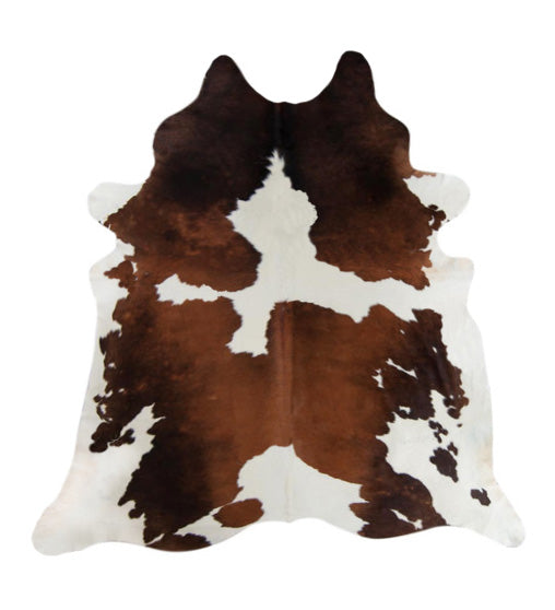 Chocolate and white cowhide rug large picture